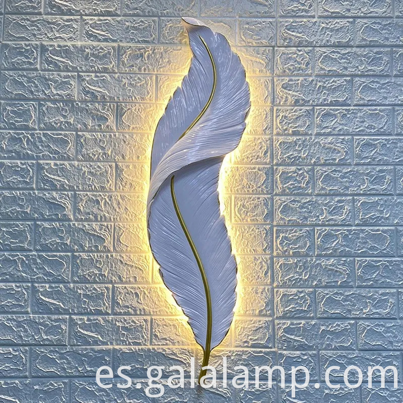 Modern Led Dimmable Wall Donce con elegante lámpara de diseño de plumas